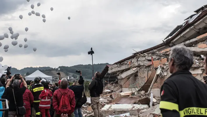 30/08/2016 Amatrice, funerali di Stato per le vittime del terremoto del 24 agosto, alla presenza del Capo dello Stato e del Presidente del Consiglio.