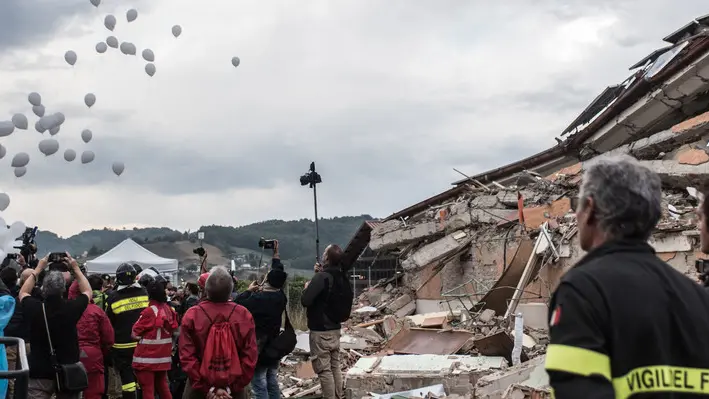 30/08/2016 Amatrice, funerali di Stato per le vittime del terremoto del 24 agosto, alla presenza del Capo dello Stato e del Presidente del Consiglio.