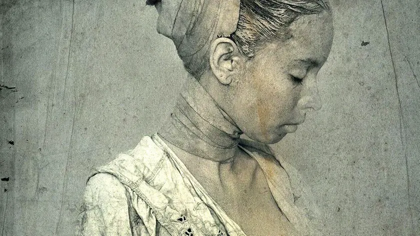 Una delle opere di Roberto Kusterle in esposizione