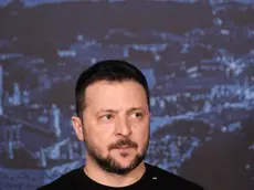 epa11272442 Ukraine's President Volodymyr Zelensky attends the Three Seas (3SI) Summit at the Palace of the Grand Dukes of Lithuania in Vilnius, Lithuania, 11 April 2024. EPA/VALDA KALNINA