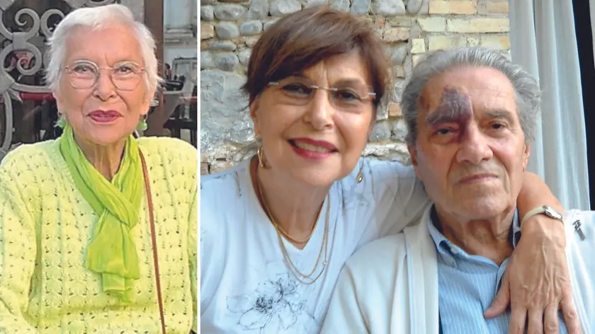 A sinistra Caterina Zaina in una foto recente, a destra assieme al marito, lo scrittore milanese Carlo Castellaneta