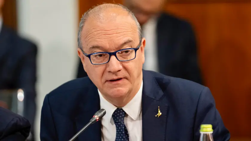 Il ministro dell'Istruzione e del Merito, Giuseppe Valditara, durante la seconda riunione della Cabina di regia del Piano Mattei per l'Africa, Roma, 24 aprile 2024. ANSA/UFFICIO STAMPA PALAZZO CHIGI/FILIPPO ATTILI +++ ANSA PROVIDES ACCESS TO THIS HANDOUT PHOTO TO BE USED SOLELY TO ILLUSTRATE NEWS REPORTING OR COMMENTARY ON THE FACTS OR EVENTS DEPICTED IN THIS IMAGE; NO ARCHIVING; NO LICENSING +++ NPK +++