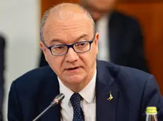 Il ministro dell'Istruzione e del Merito, Giuseppe Valditara, durante la seconda riunione della Cabina di regia del Piano Mattei per l'Africa, Roma, 24 aprile 2024. ANSA/UFFICIO STAMPA PALAZZO CHIGI/FILIPPO ATTILI +++ ANSA PROVIDES ACCESS TO THIS HANDOUT PHOTO TO BE USED SOLELY TO ILLUSTRATE NEWS REPORTING OR COMMENTARY ON THE FACTS OR EVENTS DEPICTED IN THIS IMAGE; NO ARCHIVING; NO LICENSING +++ NPK +++