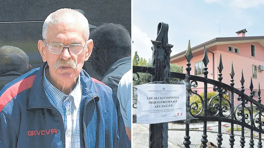 Severino Sist mentre viene accompagnato all’interrogatorio dal gip e, a destra, la casa a Vittorio veneto dove è stata trovata morta la moglie (foto Brisotto / Petrussi)