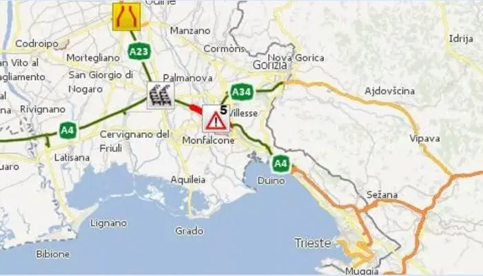 La cartina autostradale che indica il punto dove si è verificato l'incidente