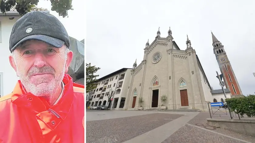 Francesco Aita e il duomo di Buja, dove saranno celebrati i funerali