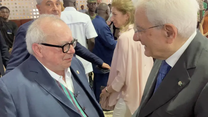 Il saluto di Michelangelo Agrusti (Confindustria Alto Adriatico) al presidente della Repubblica Sergio Mattarella