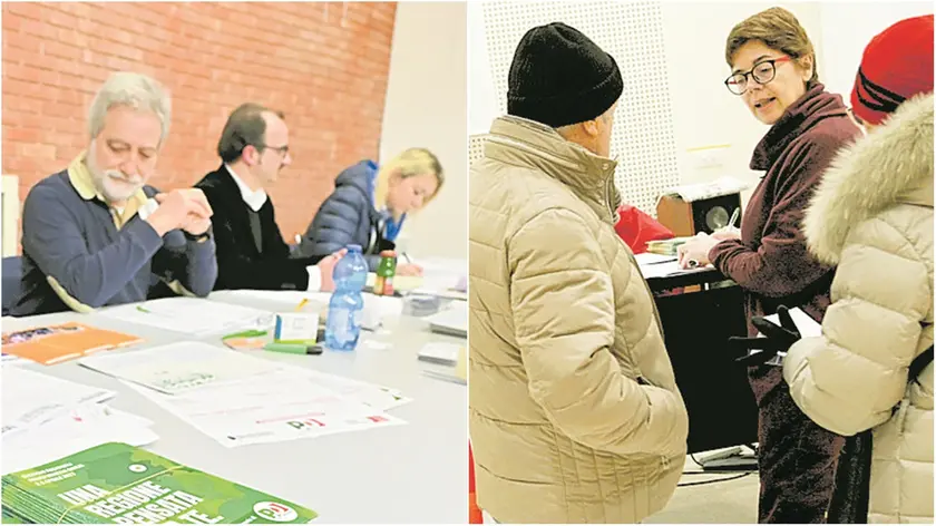 Le operazioni ai seggi a Udine e, a destra, a Pordenone