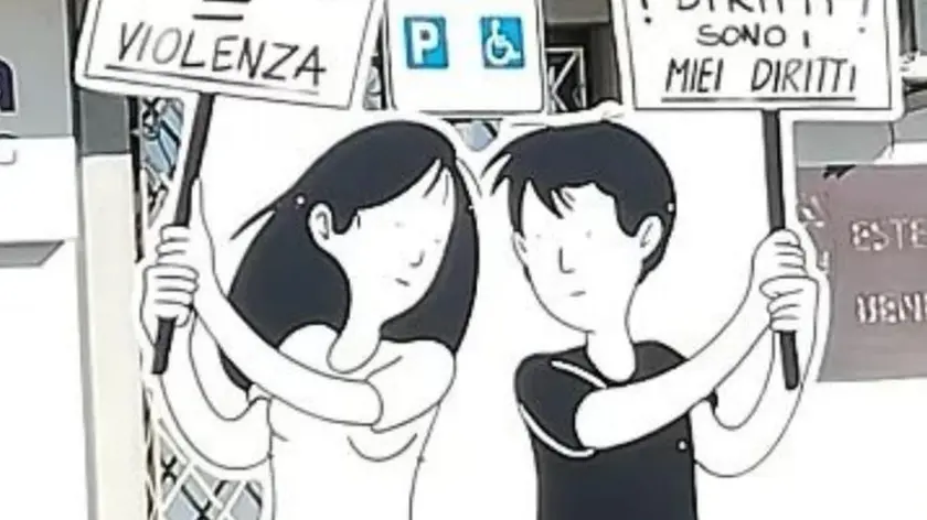 La sagoma contro la violenza di genere che il Comune aveva installato sul territorio a Moruzzo