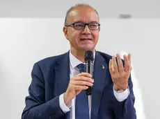 Il ministro dell'Istruzione Giuseppe Valditara visita l'istituto comprensivo Sorelle Agazzi, Milano, 27 maggio 2024. Ansa/Andrea Fasani