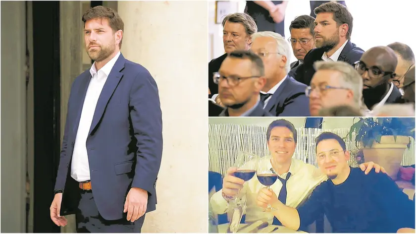 Alcune immagini scattate all’Eliseo del sindaco Vincent Jeanbrun, figlio di una emigrata di Verzegnis, che ha partecipato al vertice con il presidente Macron dopo i violenti scontri che hanno interessato anche il suo Comune; nella foto sotto a destra, Jeanbrun con il cugino Elvis Fior