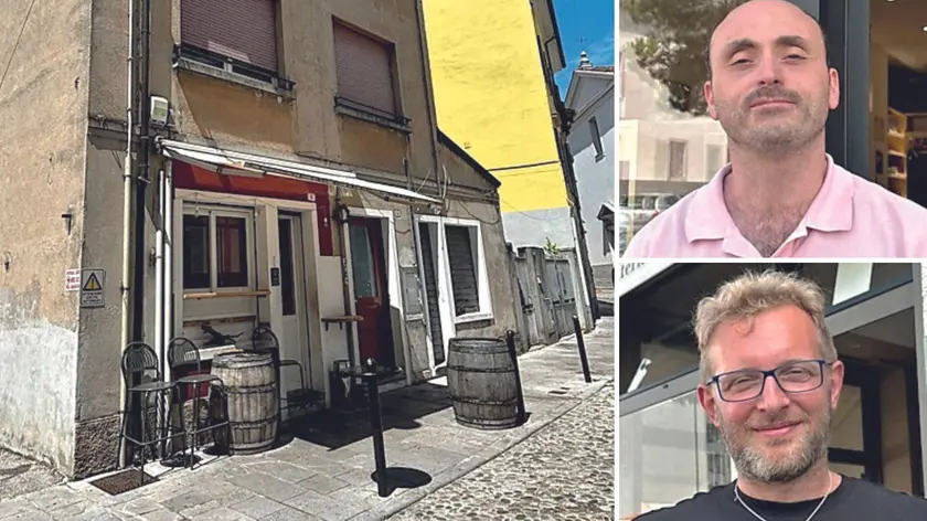 Una veduta sul Cjanton diVin, il locale gestito da Loris Chittaro, in alto a destra Rocco Stasi, in basso a destra Carlo Amici