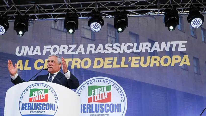 epa11394028 Forza Italia party leader Antonio Tajani attends an event as part of the electoral campaign ahead of the European elections, in Naples, southern Italy, 06 June 2024. The European elections are scheduled across European Union (EU) member states from 06 to 09 June 2024. EPA/CIRO FUSCO
