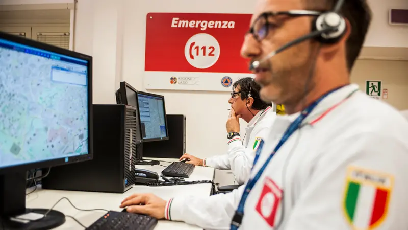 18/11/2015 Roma, presentazione del numero unico di emergenza NUE 112. Nella foto la nuova sala operativa del 112