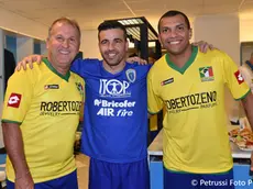 Roma 20 Maggio 2014. Zico Amoroso e Di Natale prima della partita Italia-Brasile. Copyright Foto Petrussi