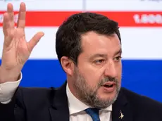 Matteo Salvini in conferenza stampa per il contratto di programma MIT-ANAS, a palazzo Chigi . Roma 21 marzo 2024 ANSA/MASSIMO PERCOSSI