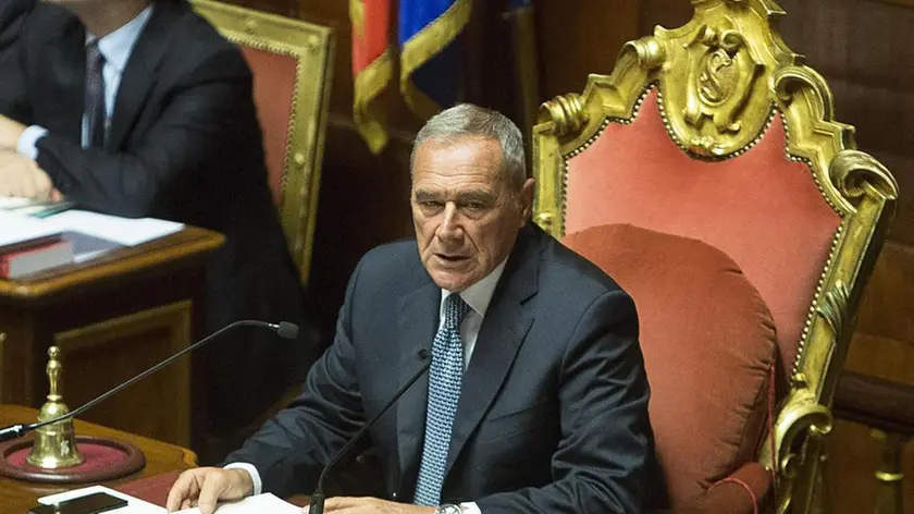 Il presidente del Senato Pietro Grasso. Roma 27 Ottobre 2015. ANSA/GIUSEPPE LAMI