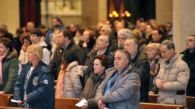 Udine 29 marzo 2013 Via Crucis fermata dal maltempo. La celebrazione delle tappe viene effettuata all'interno del duomo a causa della pioggia. Copyright Foto Petrussi / Ferraro Simone