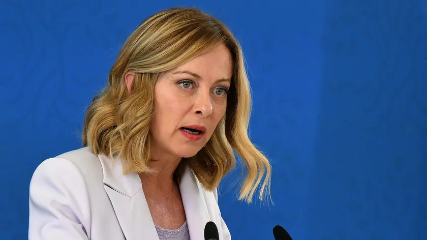 Italian Prime Minister Giorgia Meloni attends a press conference after the G7 summit at Borgo Egnazia resort in Savelletri (Brindisi), southern Italy, 15 June 2024. The 50th G7 summit brings together the Group of Seven member states leaders in Borgo Egnazia resort in southern Italy from 13 to 15 June 2024. ANSA/ETTORE FERRARI