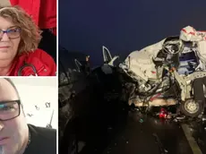 Le vittime dell'incidente sulla Cimpello Sequals: in alto Graziella Mander, sotto Pierantonio Petrocca e a destra una foto dell'ambulanza coinvolta nello scontro