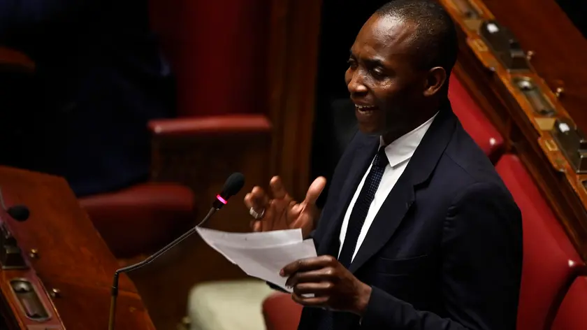 Deputy Aboubakar Soumahoro delivers a speech during a session in the Chamber of Deputies, as Italian PM Meloni reported to the Lower House ahead of the European Council taking place in Brussels on 21 and 22 March, Rome, Italy, 20 Marcxh 2024. ANSA/RICCARDO ANTIMIANI