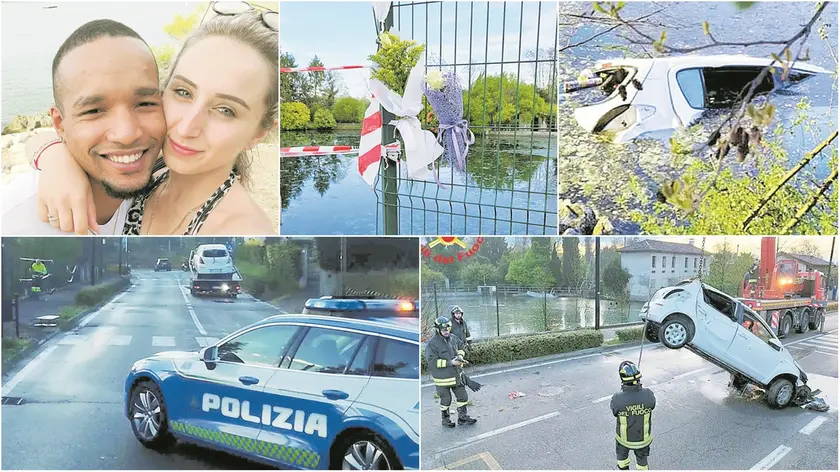 Hector Moises con Martina, i fiori deposti sul luogo della tragedia, l'auto finita nel lago e poi recuperata