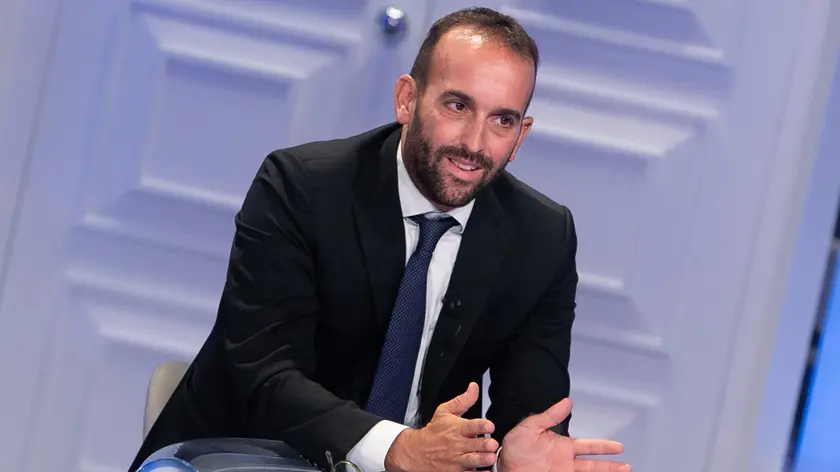 Claudio Cerasa durante la puntata di Porta a Porta condotta da Bruno Vespa, Roma, 08 settembre 2022. ANSA/EMANUELE VALERI