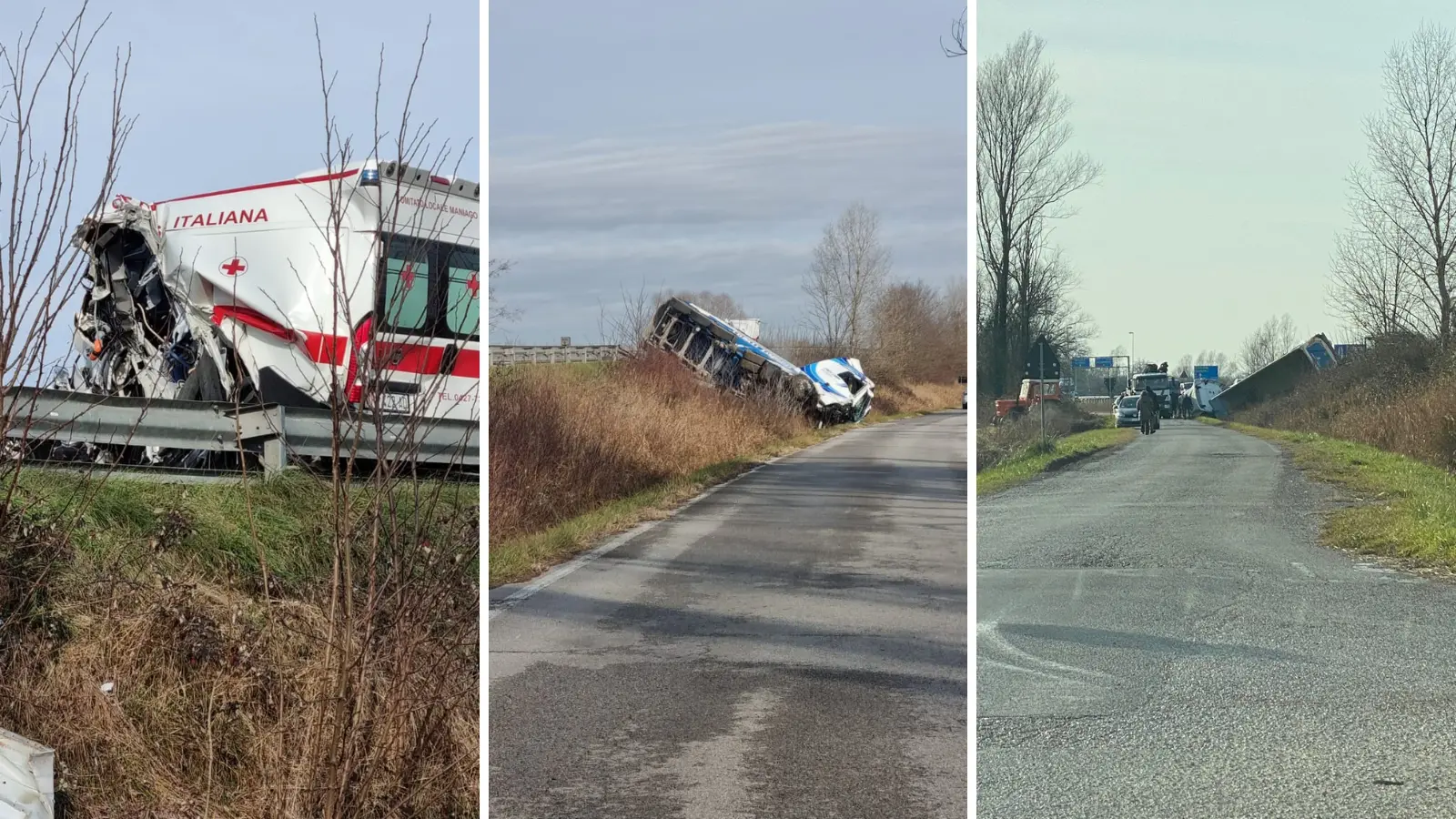 I mezzi coinvolti nell'incidente sulla Cimpello-Sequals