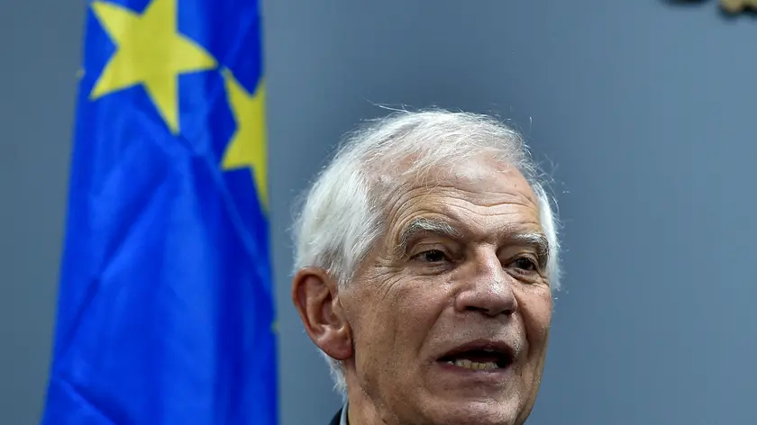epa11599939 European Union High Representative for Foreign Affairs and Security Policy, Josep Borrell speaks during a press conference with the Lebanese caretaker foreign minister following their meeting at the Foreign Ministry in downtown Beirut, Lebanon, 12 September 2024. Borrell arrived in Beirut on 11 September for a two-day visit to meet with Lebanese officials as part of two-leg tour which also took him to Egypt. EPA/WAEL HAMZEH