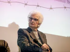 Liliana Segre partecipa all'evento "Siate la farfalla gialla che vola sopra il filo spinato" al Memoriale della Shoah a Milano, 16 maggio 2023.ANSA/MOURAD BALTI TOUATI