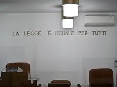 L'aula del Tribunale per l'udienza preliminare a porte chiuse per l'omicidio di Alice Scagni. Genova, 04 aprile 2023 ANSA/LUCA ZENNARO