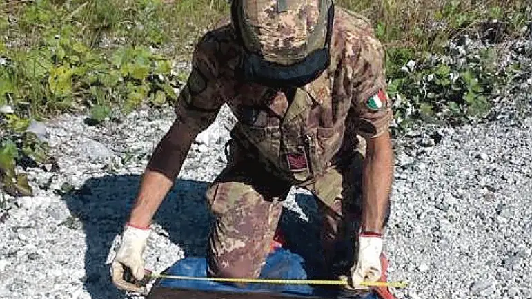 Uno degli ordigni fatti brillare dal 3°Reggimento Guastatori