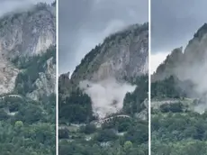 Tre momenti dell'esplosione della frana di passo Monte Croce Carnico