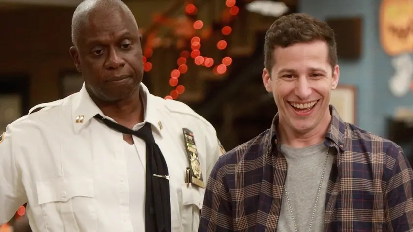 BROOKLYN NINE-NINE: L-R: Andre Braugher, Andy Samberg and Melissa Fumero in the HalloVeen episode of BROOKLYN NINE-NINE airing Tuesday, Oct. 17 (9:30-10:00 PM ET/PT) on FOX. (Photo by FOX via Getty Images)