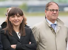 Carlo Roberto Maria Redaelli (Arcivescovo Gorizia), Roberta Pinotti (Ministro Difesa), Debora Serracchiani (Presidente Regione Friuli Venezia Giulia) e Vittorio Zappalorto (Prefetto Gorizia) alla partenza di Papa Francesco dall'Aeroporto FVG - Ronchi dei Legionari 13/09/2014