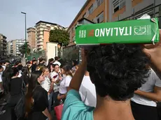 Studenti e studentesse dell' Istituto ' Mario Pagano' di Napoli impegnati nella prima prova dell' esame di maturità , 19 giugno 2024 ANSA / CIRO FUSCO