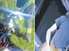 La moto sulla quale viaggiava il 38enne, a destra la foto che Fausto Franceschinis aveva scelto per il suo profilo Facebook