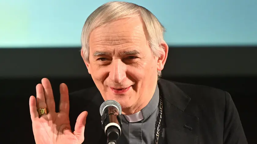 In occasione del centenario della nascita di Don Lorenzo Milani, convegno 'We Care. L'eredità di Don Milani a cent'anni dalla nascita', organizzato dall'Arcidiocesi di Genova. Ospite d'onore il cardinale Matteo Zuppi, arcivescovo di Bologna e presidente della Conferenza Episcopale Italiana e l'ex ministro Rosy Bindi. Genova, 12 dicembre 2023 ANSA/LUCA ZENNARO