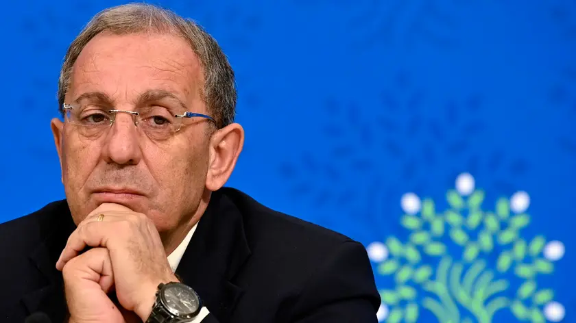 Il prefetto di Napoli, Michele Di Bari, durante la conferenza stampa al termine del vertice a Palazzo Chigi sullo sciame sismico in corso ai Campi Flegrei, Roma, 22 maggio 2024. ANSA/RICCARDO ANTIMIANI