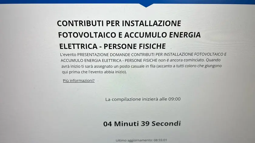 La domanda per il bonus fotovoltaico in Fvg: una delle schermate sul sito della Regione