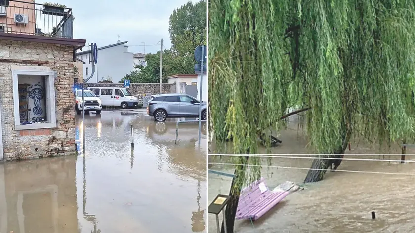 Allagamenti nel pordenonese, strade e aree pubbliche allagate a Sacile (foto Ambrosio / Petrussi)