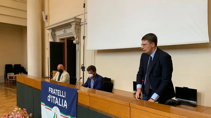 Un momento della conferenza stampa in municipio